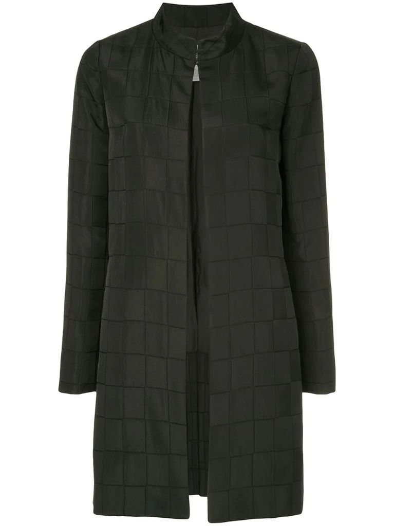 checked midi coat