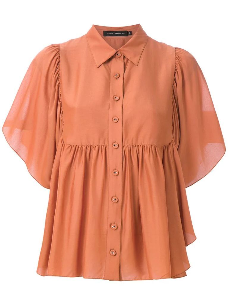 button-up ruffled blouse
