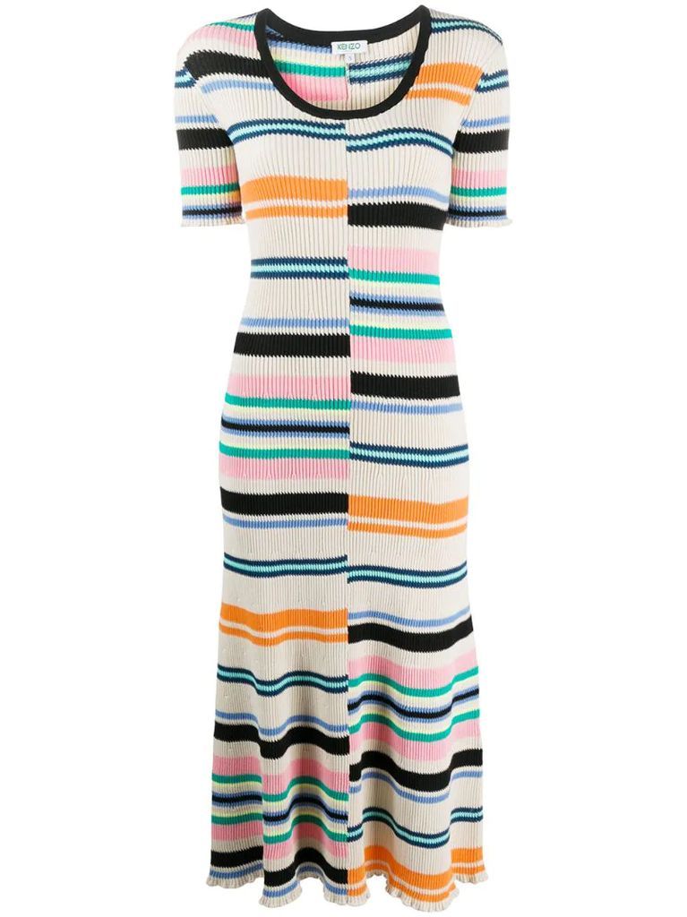 mismatched stripe knitted dress