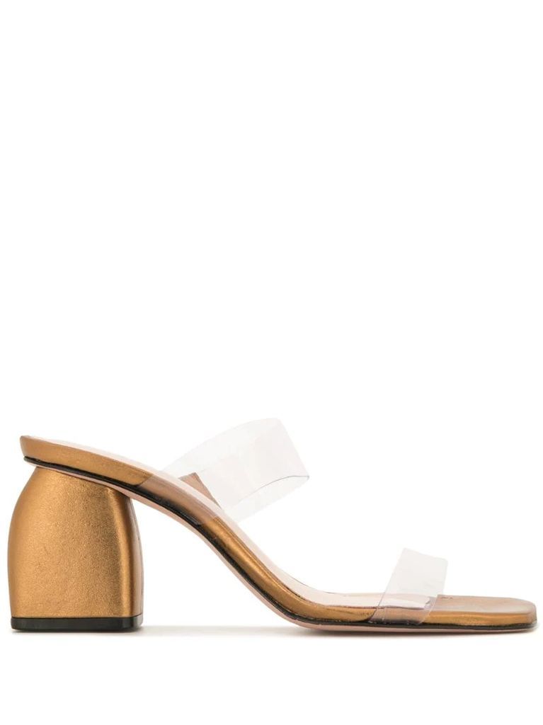 block heel metallic mules