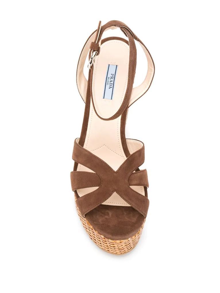 strappy suede wedge sandals