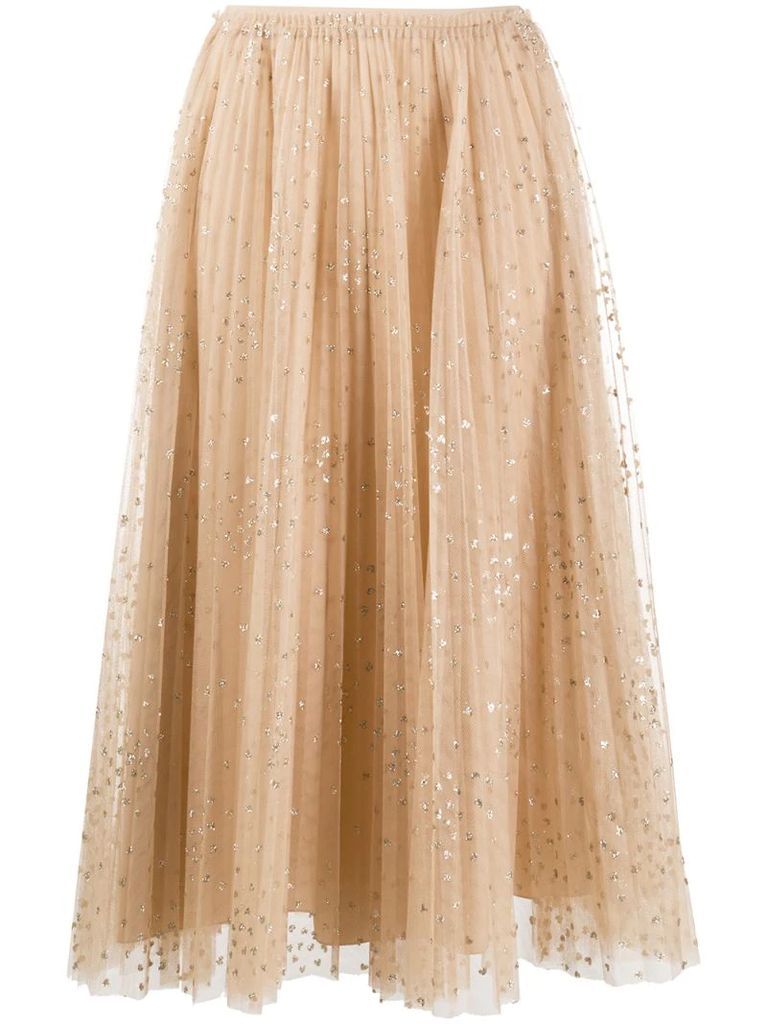 glitter detail pleated skirt