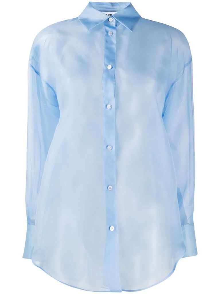 transparent button-up shirt