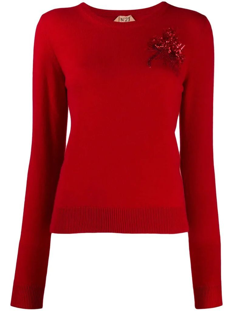 embroidered knitted jumper