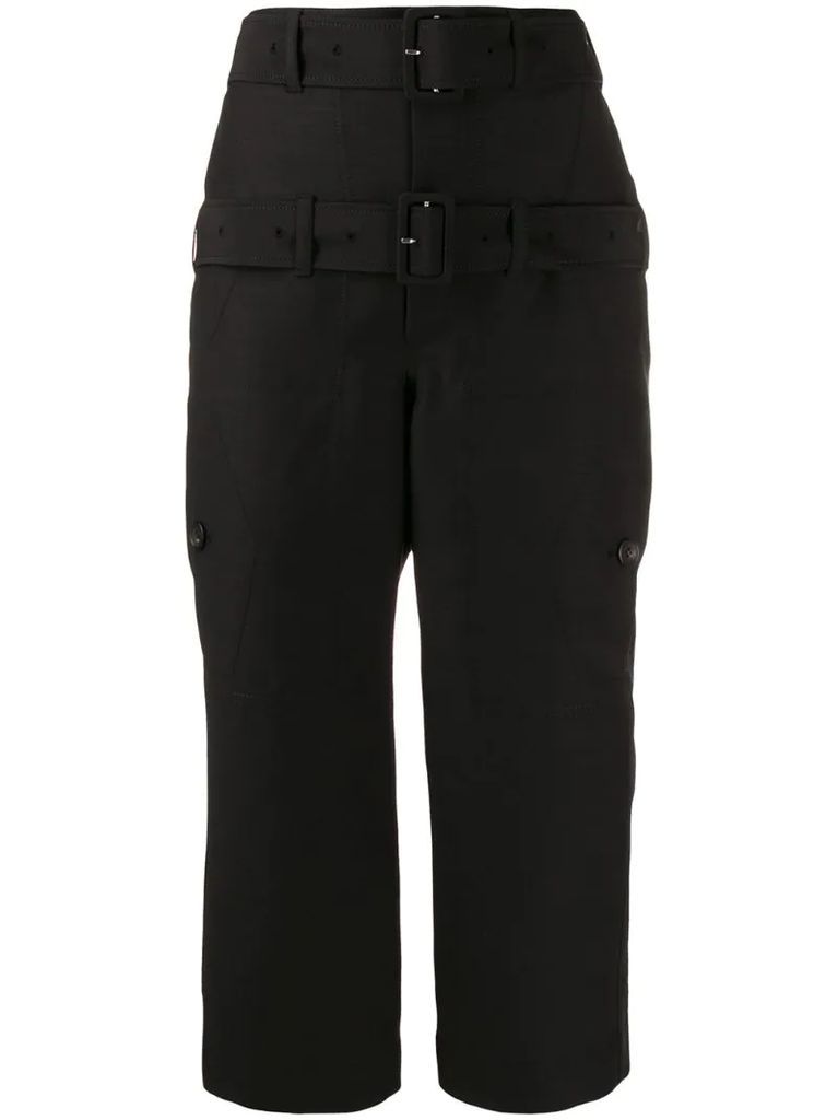 double belt cropped trousers