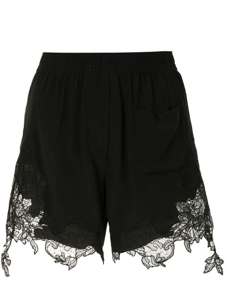 scalloped lace silk boxer shorts