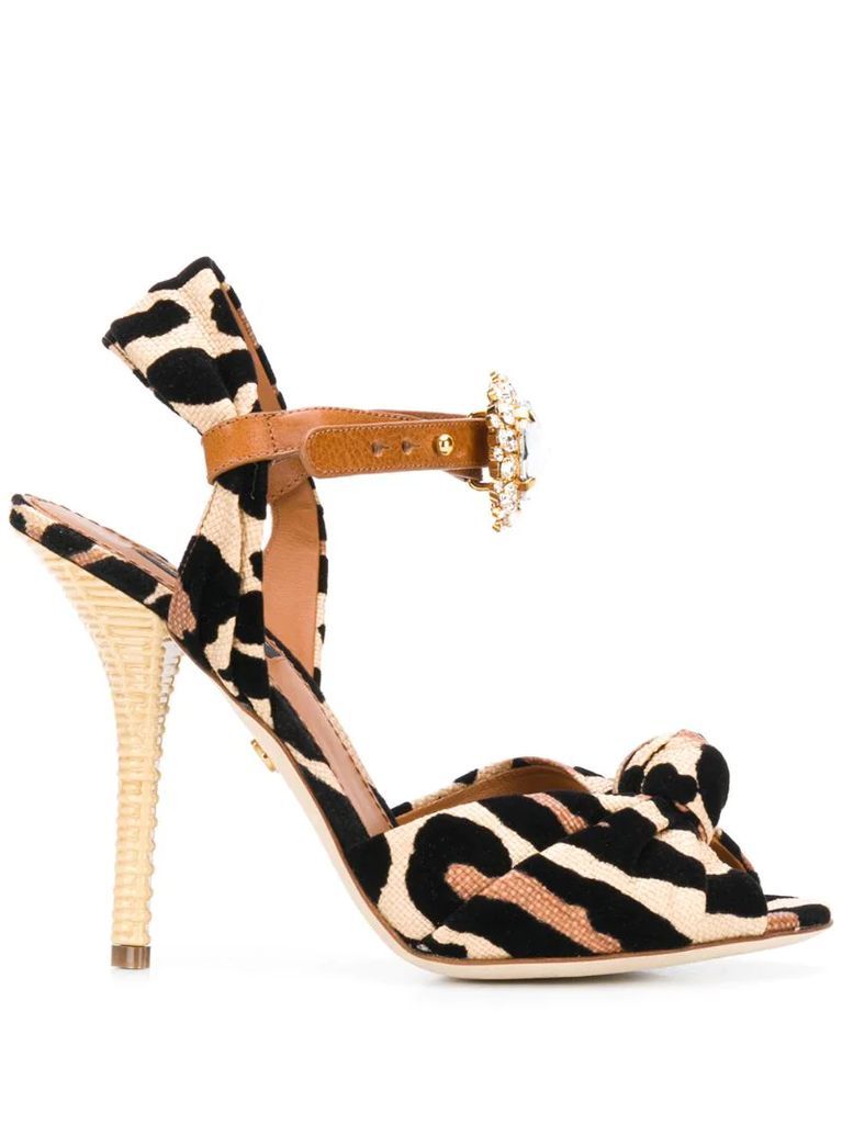 jewelled leopard print sandals