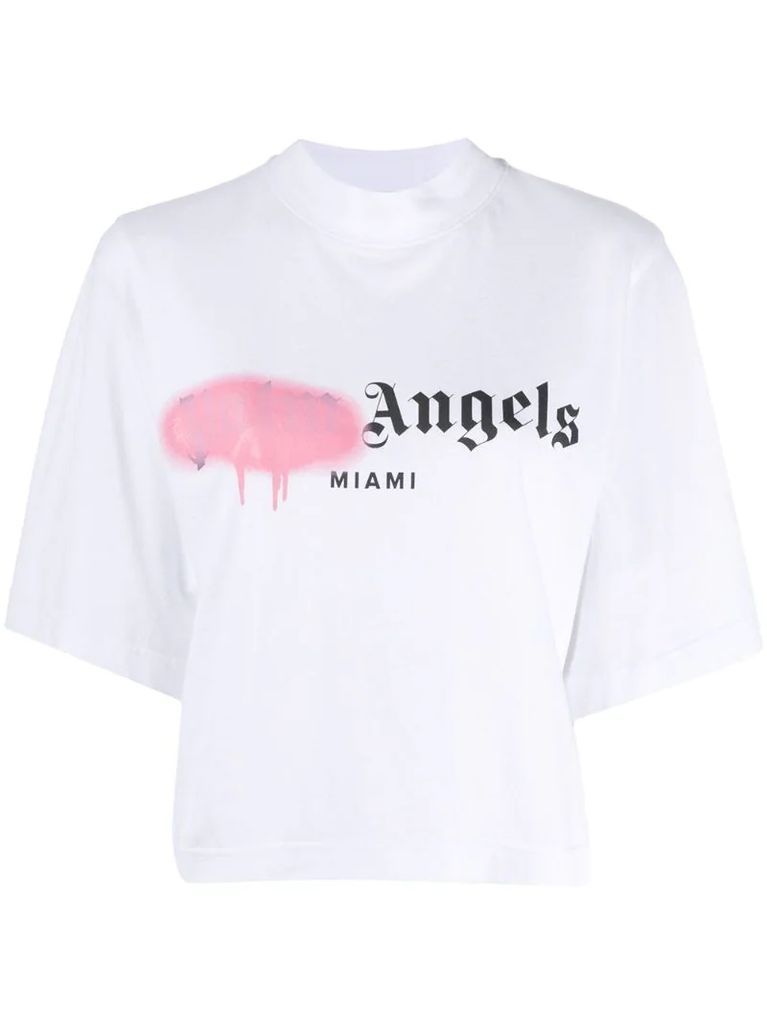 Miami sprayed-logo cropped T-shirt
