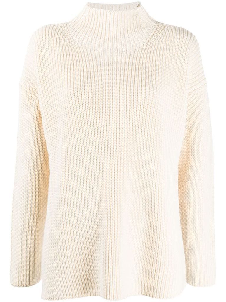 high neck ribbed jumper