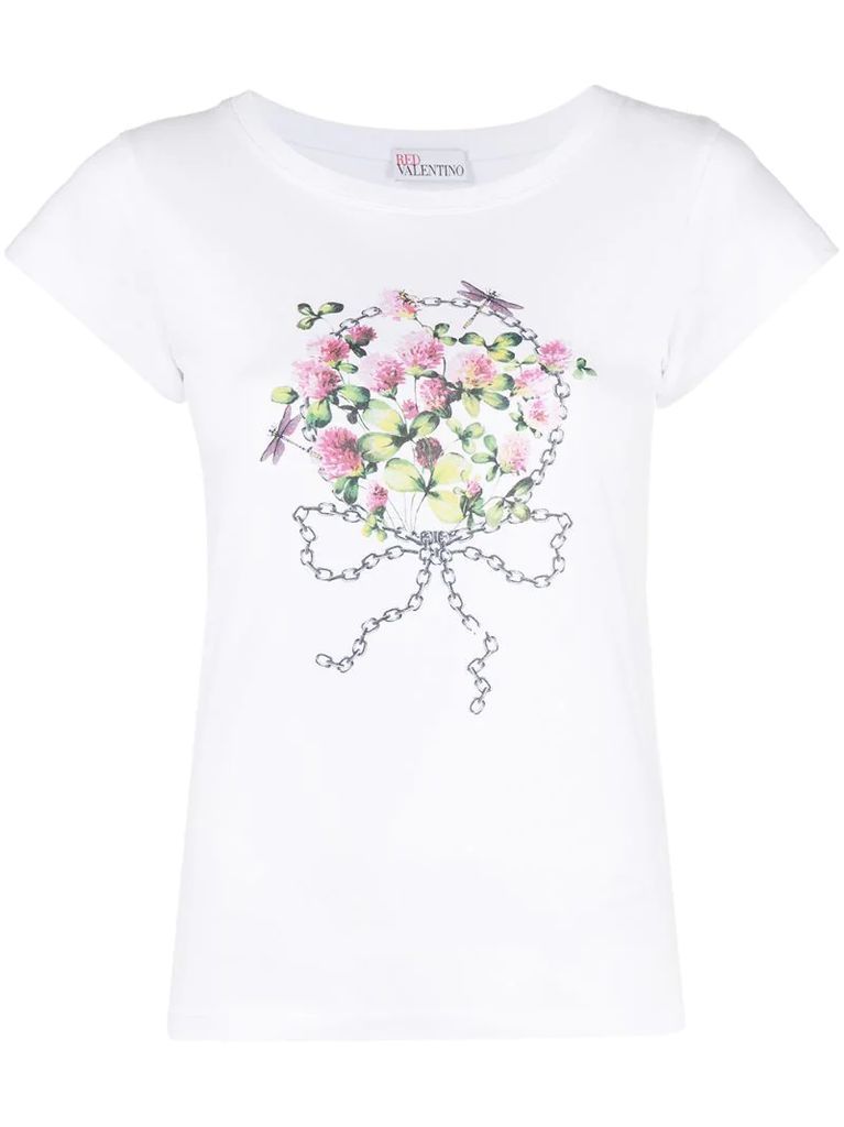 floral-print short-sleeved T-shirt