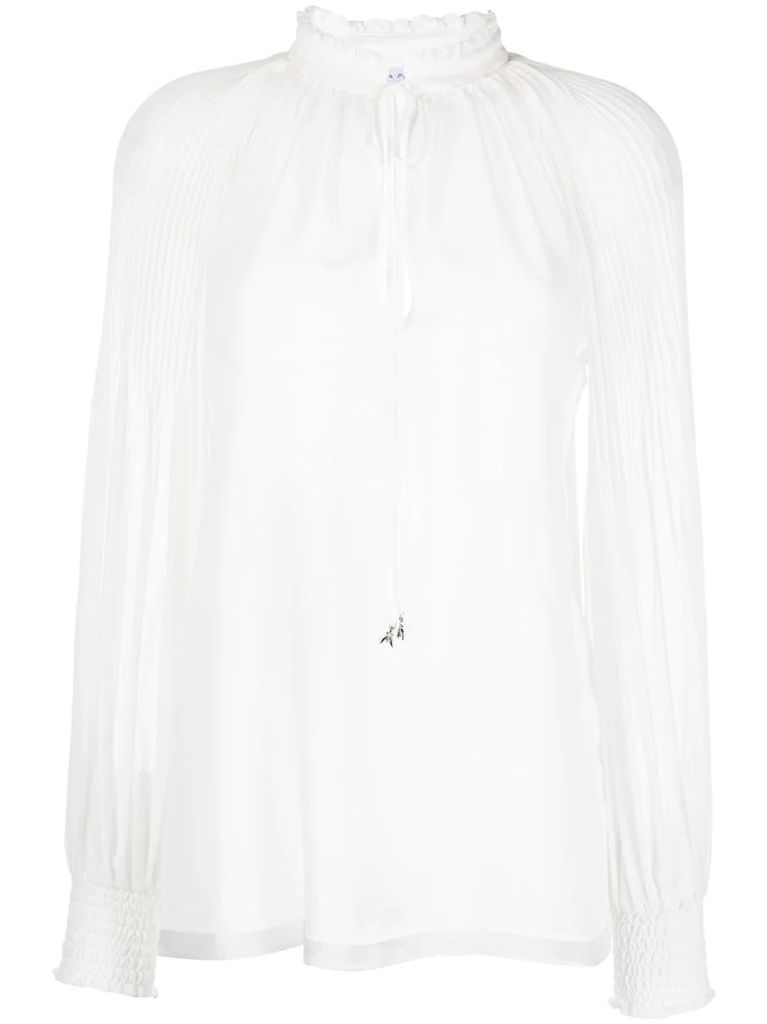 pleated balloon sleeves blouse