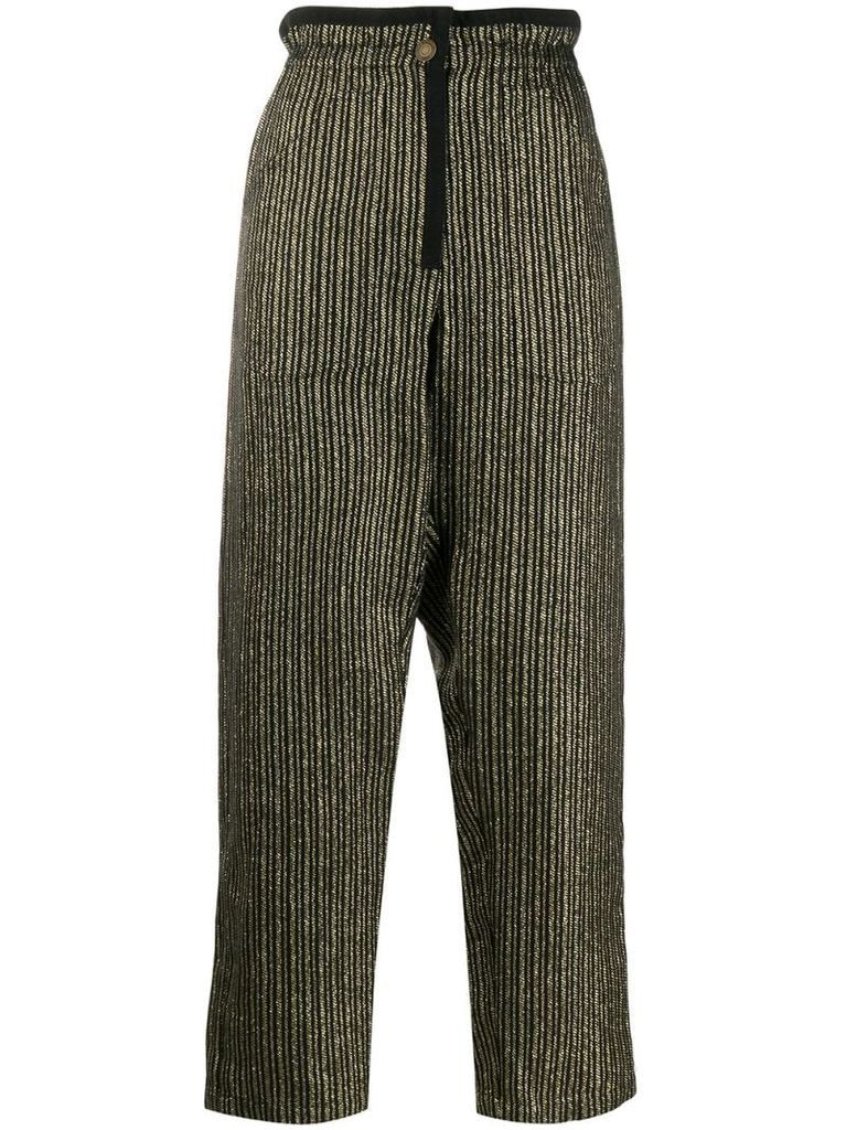 striped paper bag trousers