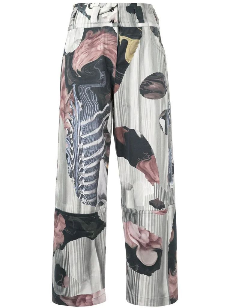 collage print trousers