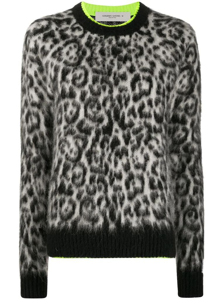 leopard mohair knit jumper