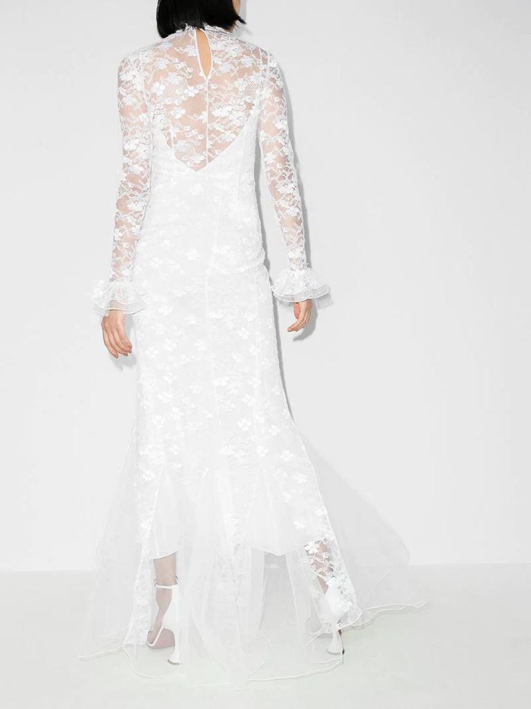 high-neck lace gown