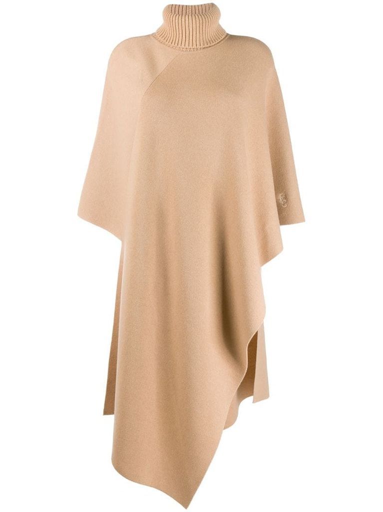 cashmere roll-neck poncho jumper