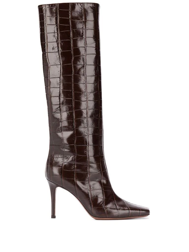 knee-length stiletto boots