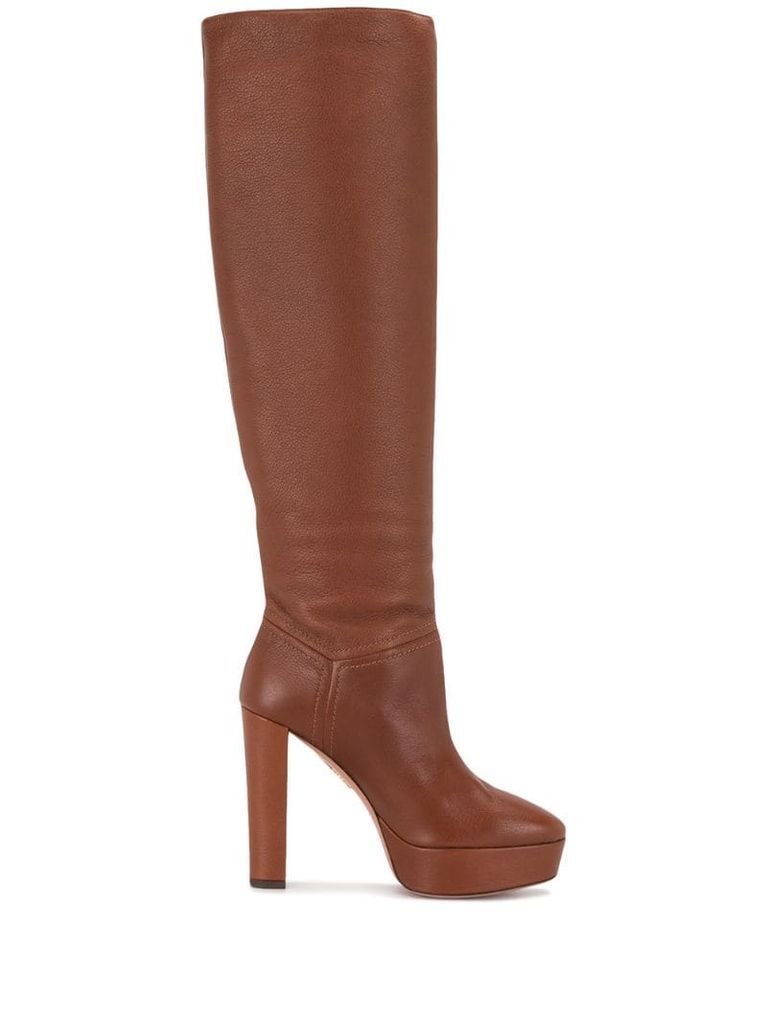 almond toe knee-high boots