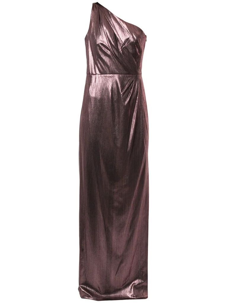 metallized one-shoulder dress