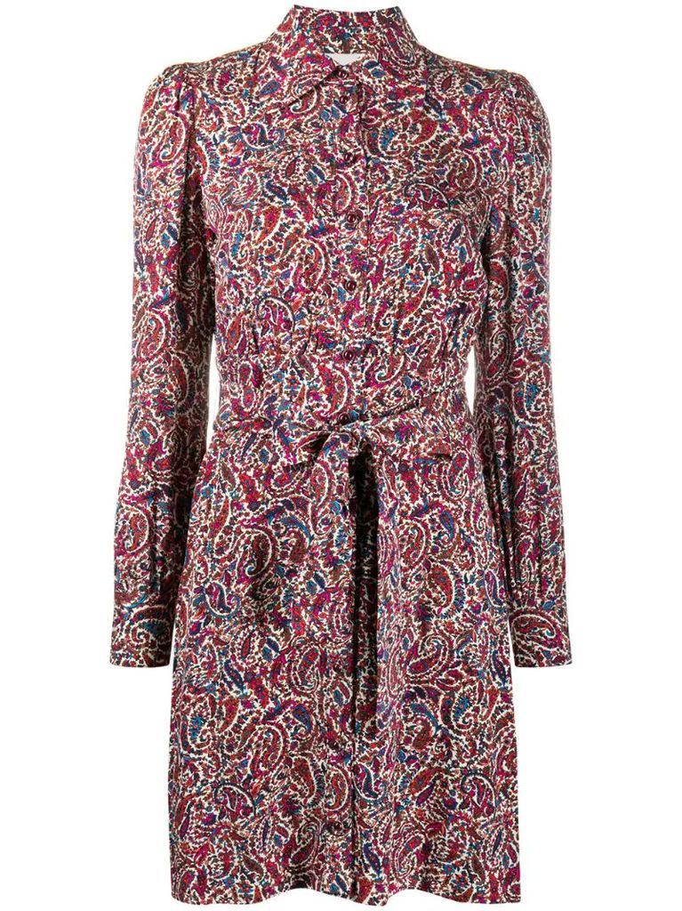 paisley-print shirt dress