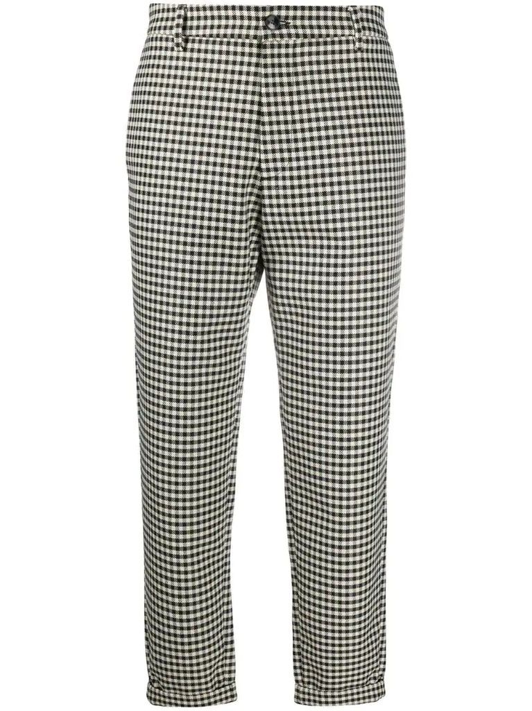 gingham cropped trousers