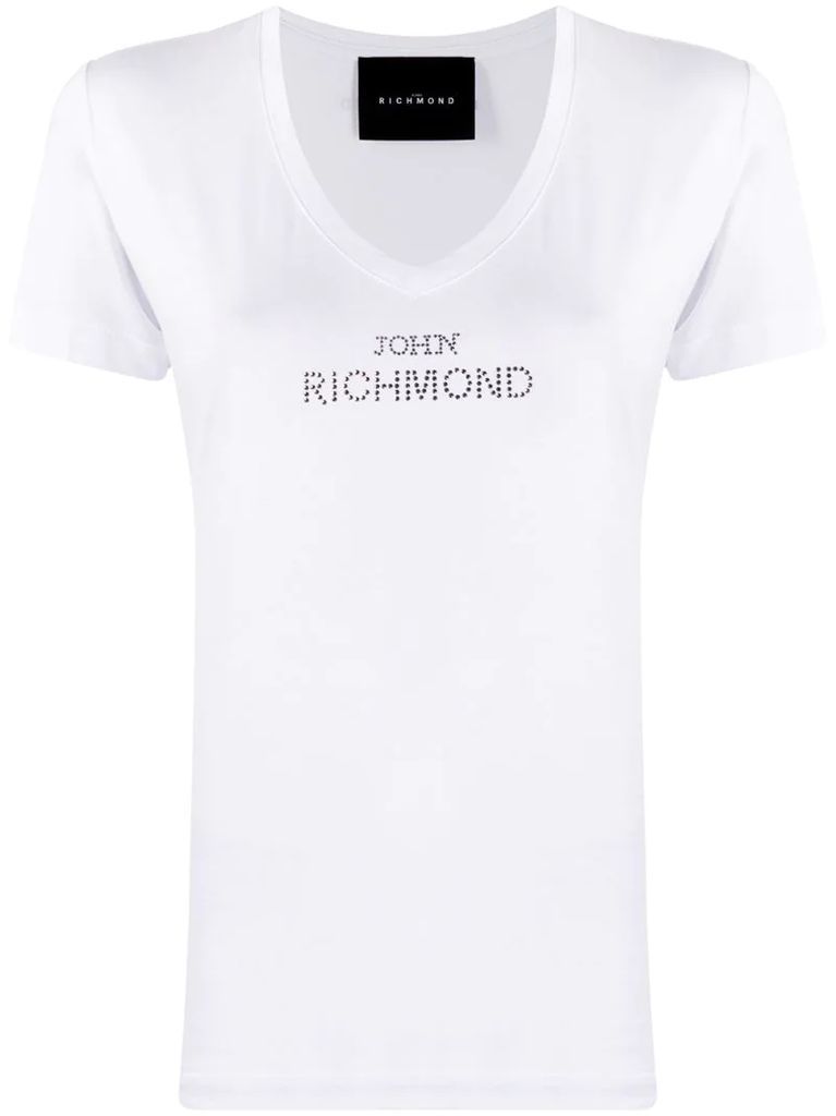 embellished logo V-neck T-shirt