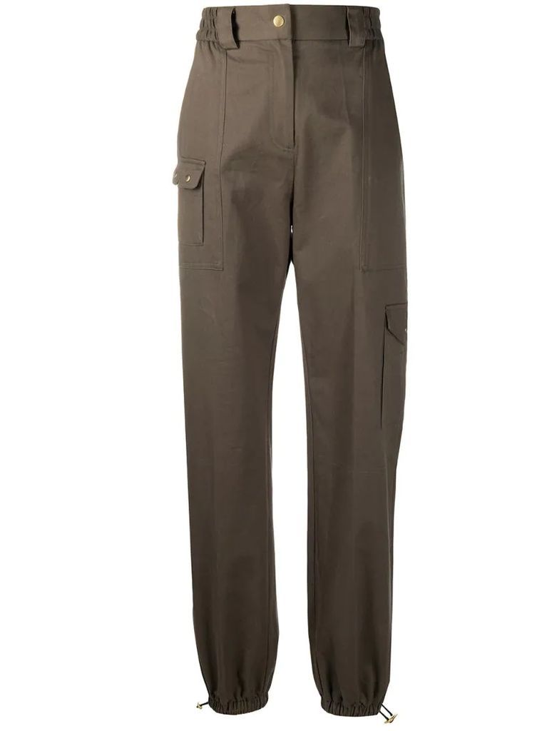 high-waist cargo trousers