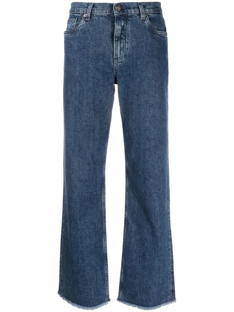 high rise straight-leg jeans