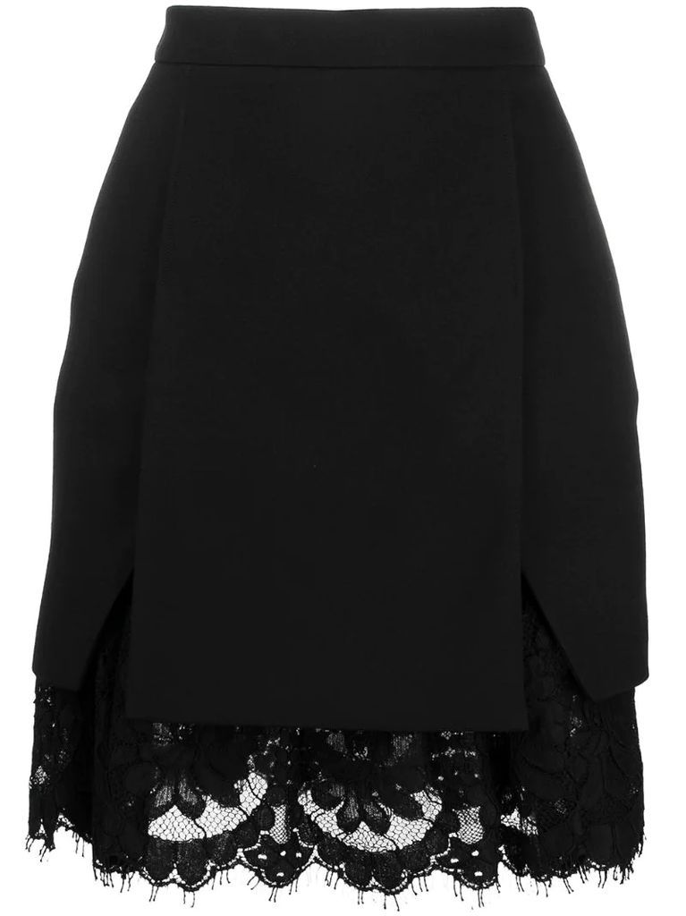 lace-trim A-line skirt