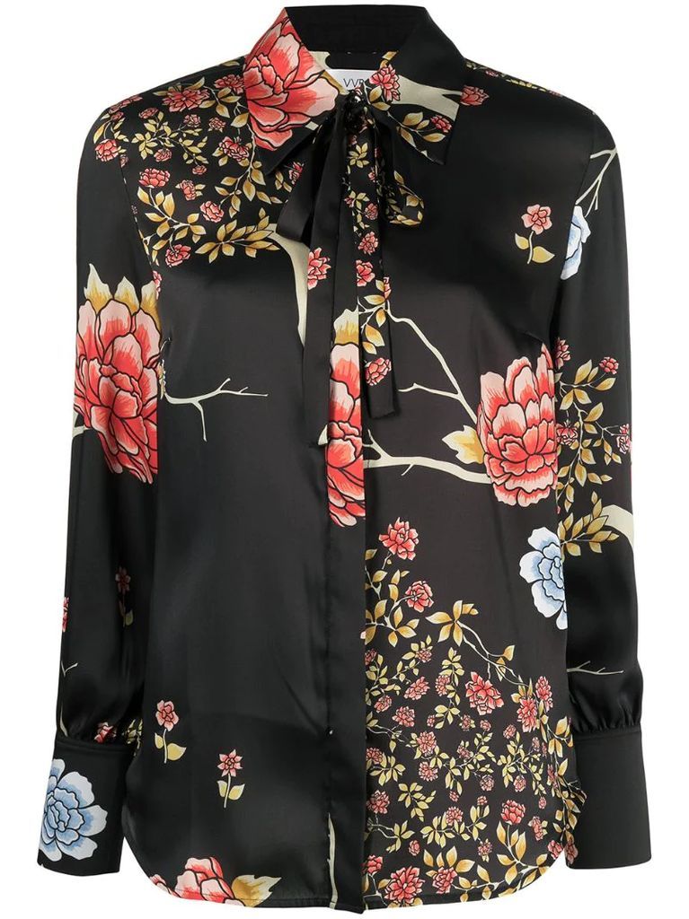 floral-print pussy-bow blouse