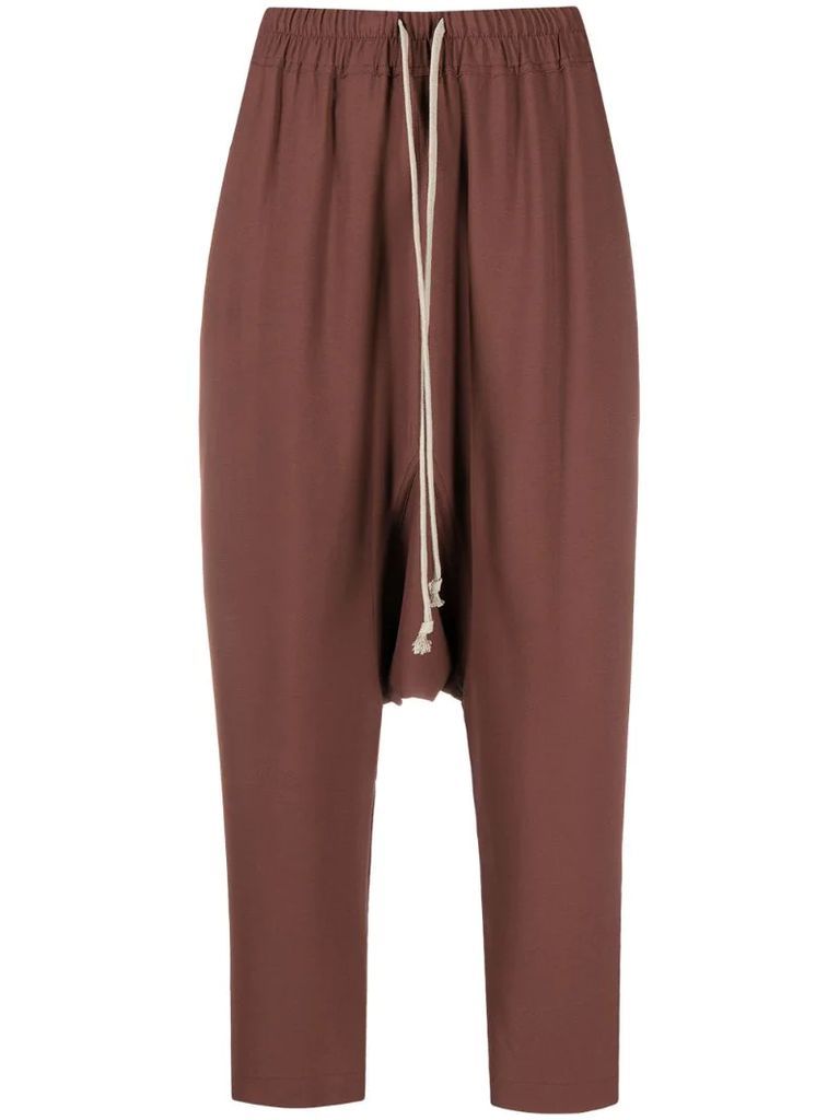 dropped crotch cropped trackpants