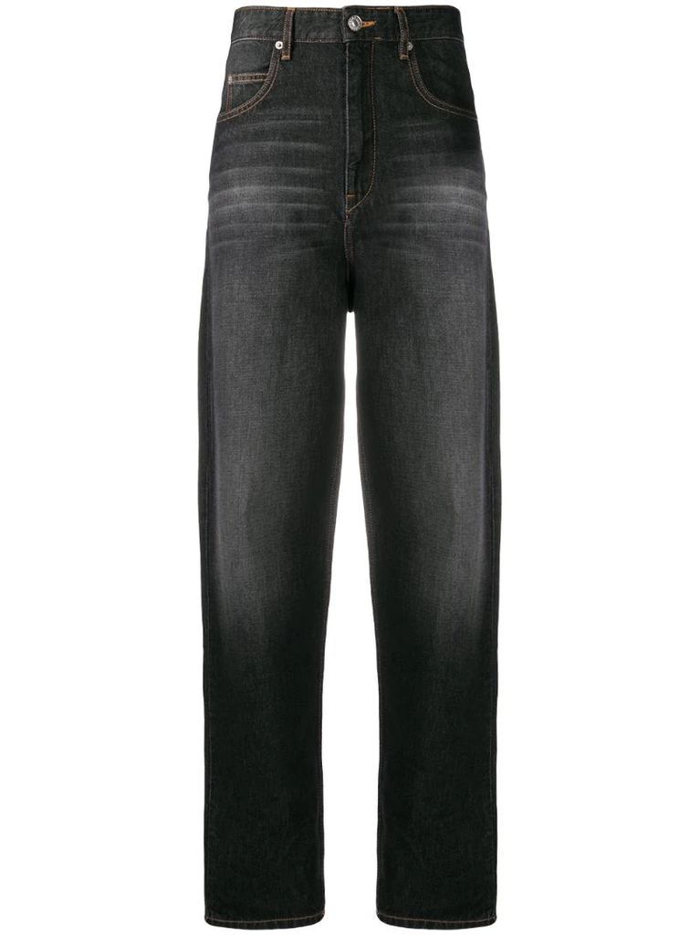 high-waisted tapered jeans