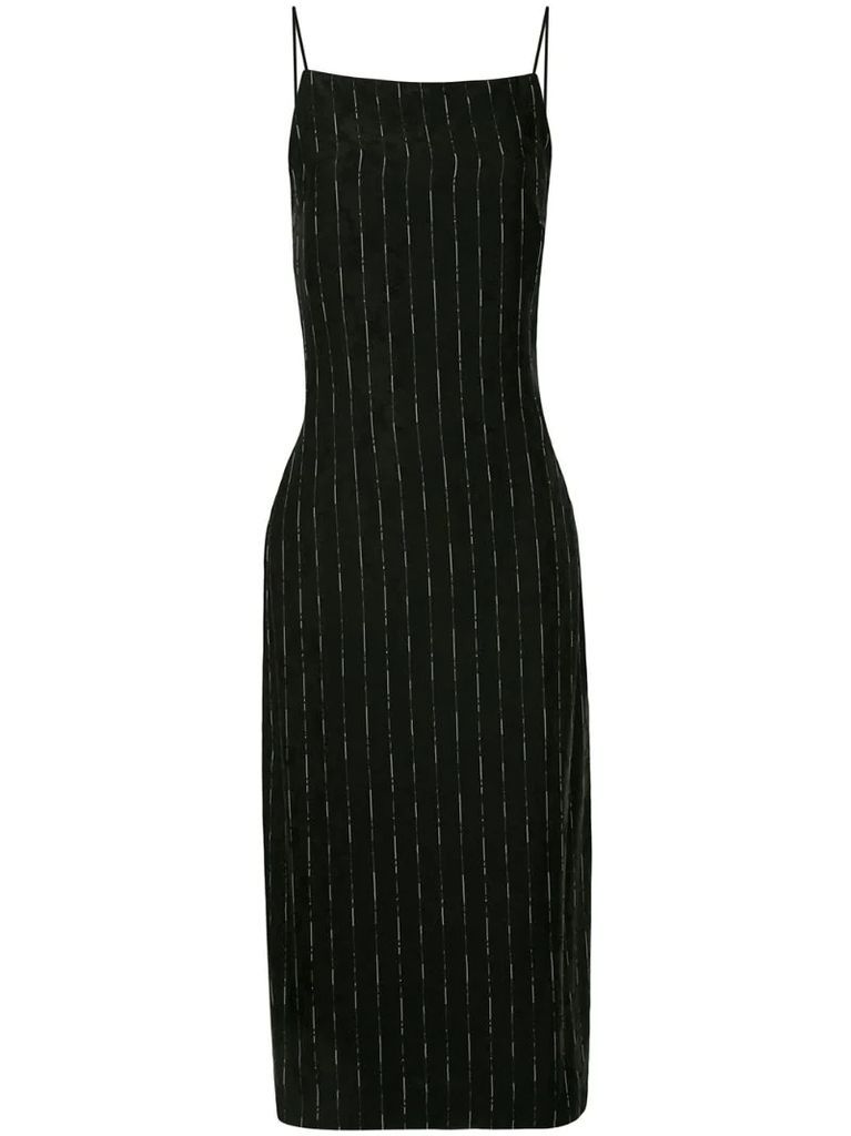 pinstripe-print slip dress