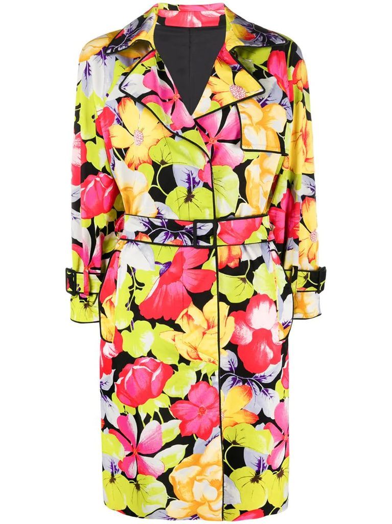 2000s floral print trench coat