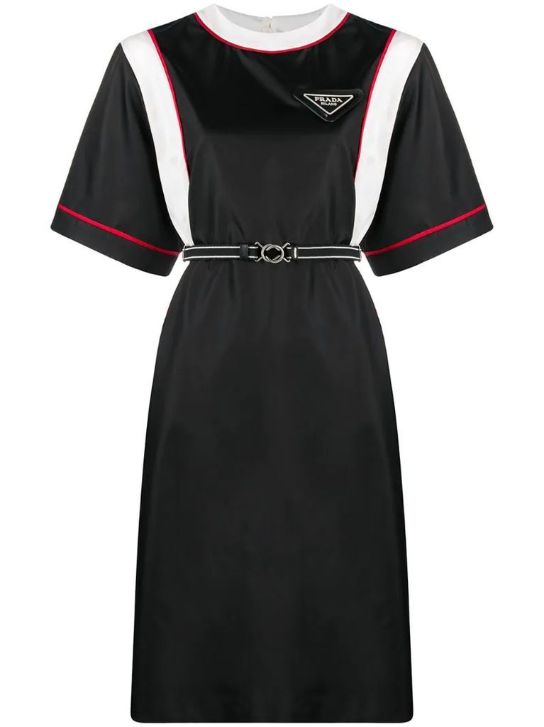 belted panelled T-shirt dress