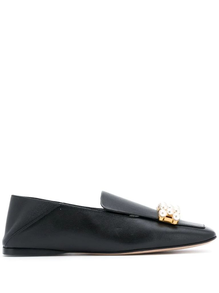 pearl embellished loafers