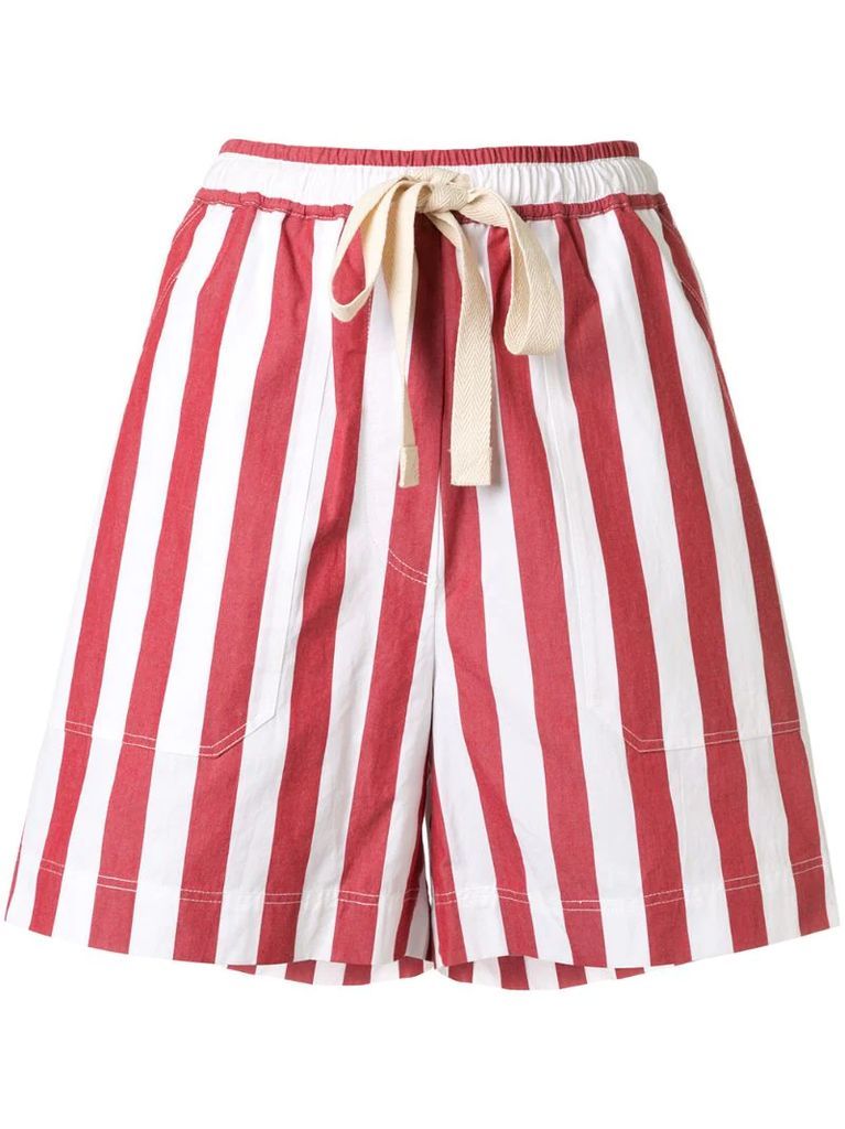 striped print wide leg shorts