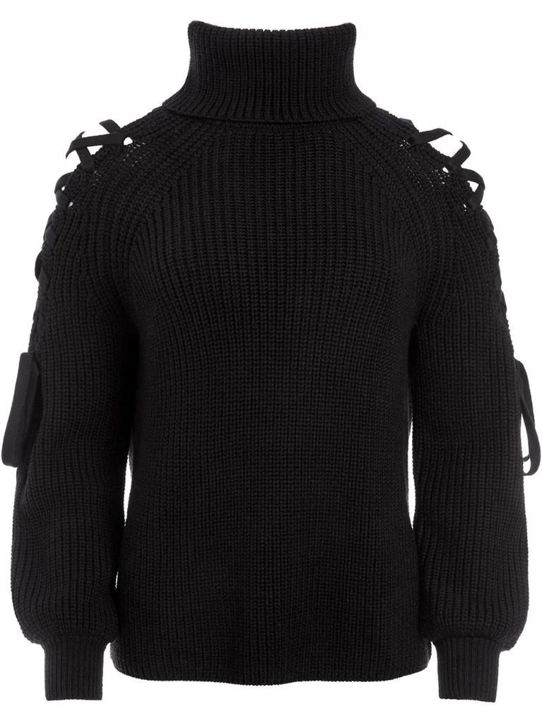lace-up roll neck jumper