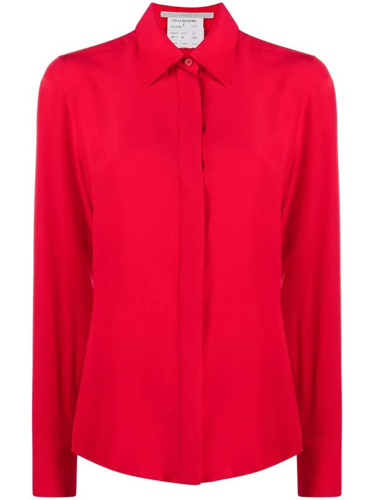 concealed fastening front silk shirt