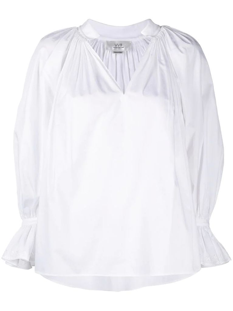 organic cotton flouce-sleeved blouse