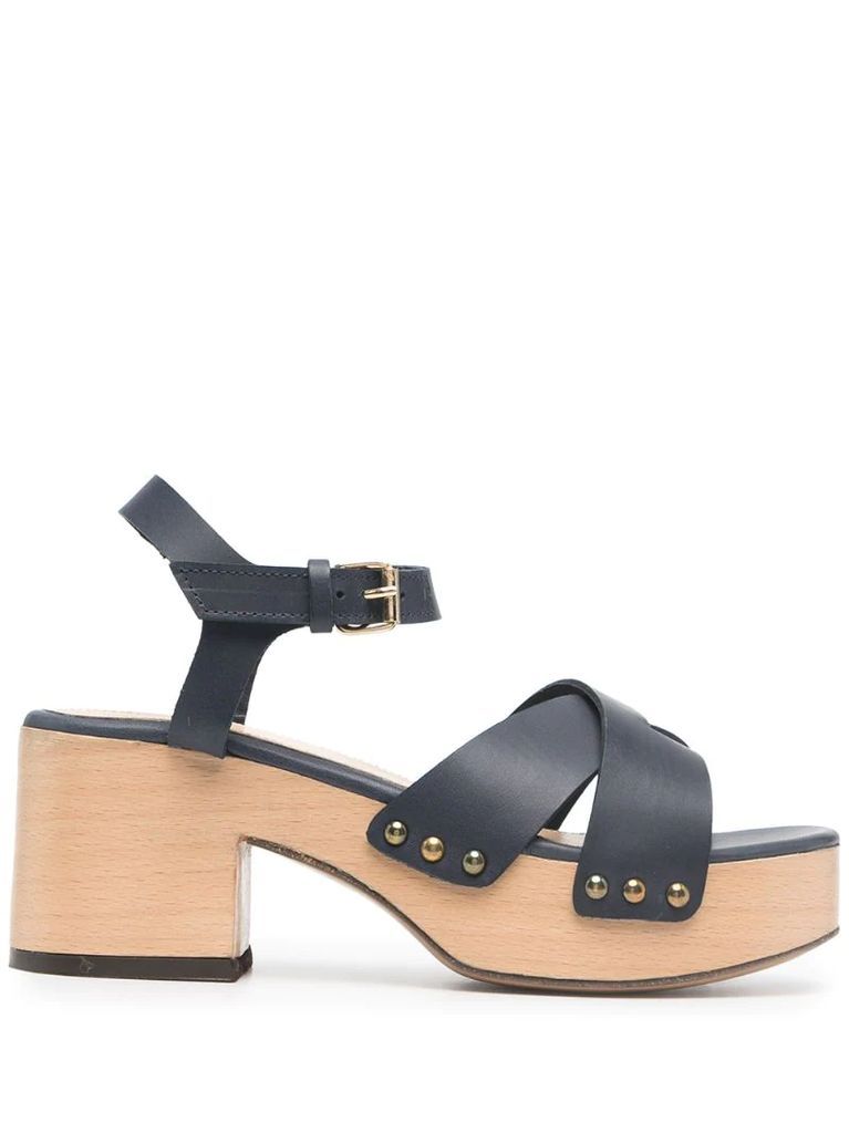 heeled leather sandals