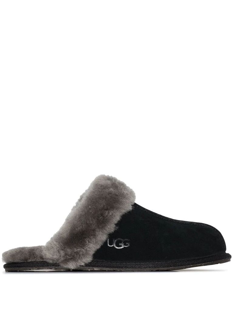 Scuffette shearling-lined slippers