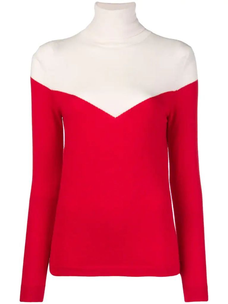 two-tone roll neck jumper