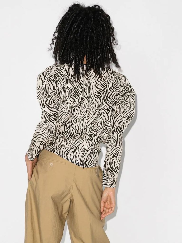 pouf sleeve zebra print shirt