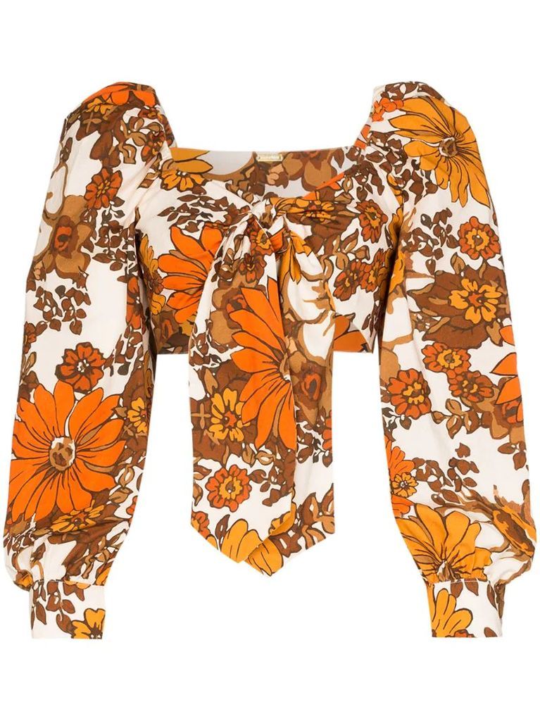Biby floral tie-front top
