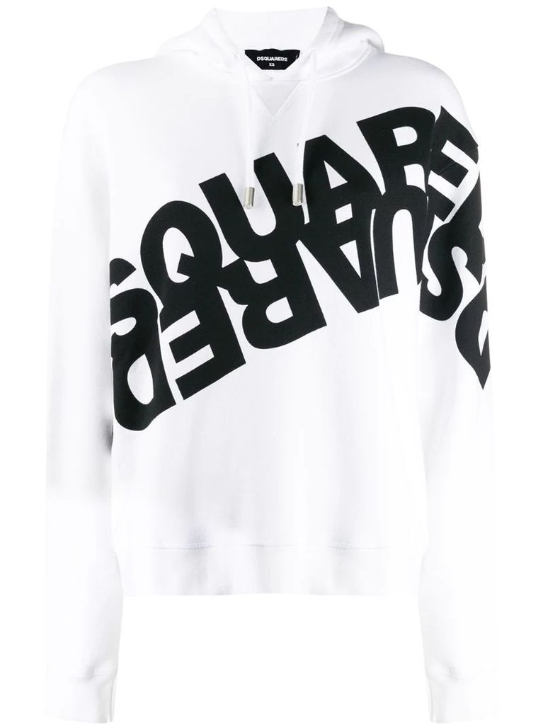 double logo print hoodie