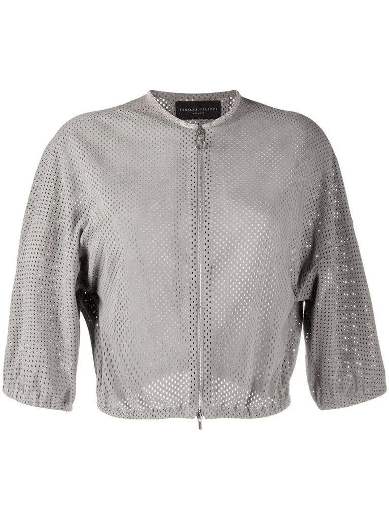 perforated cropped jacket