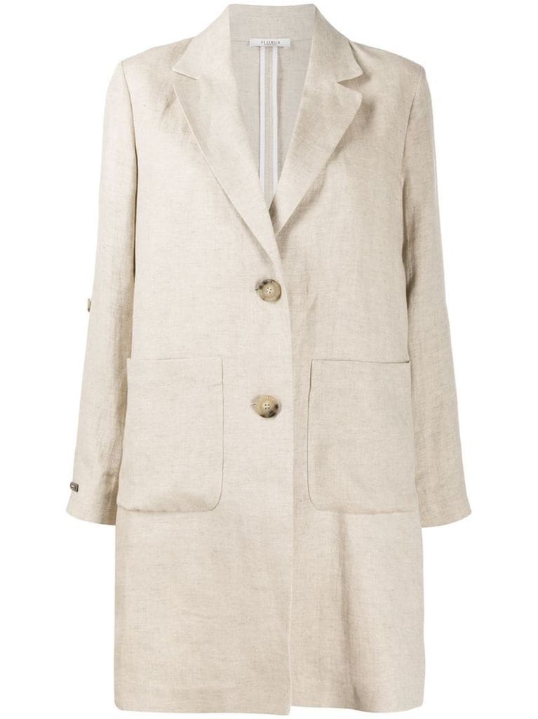 single-breasted linen coat