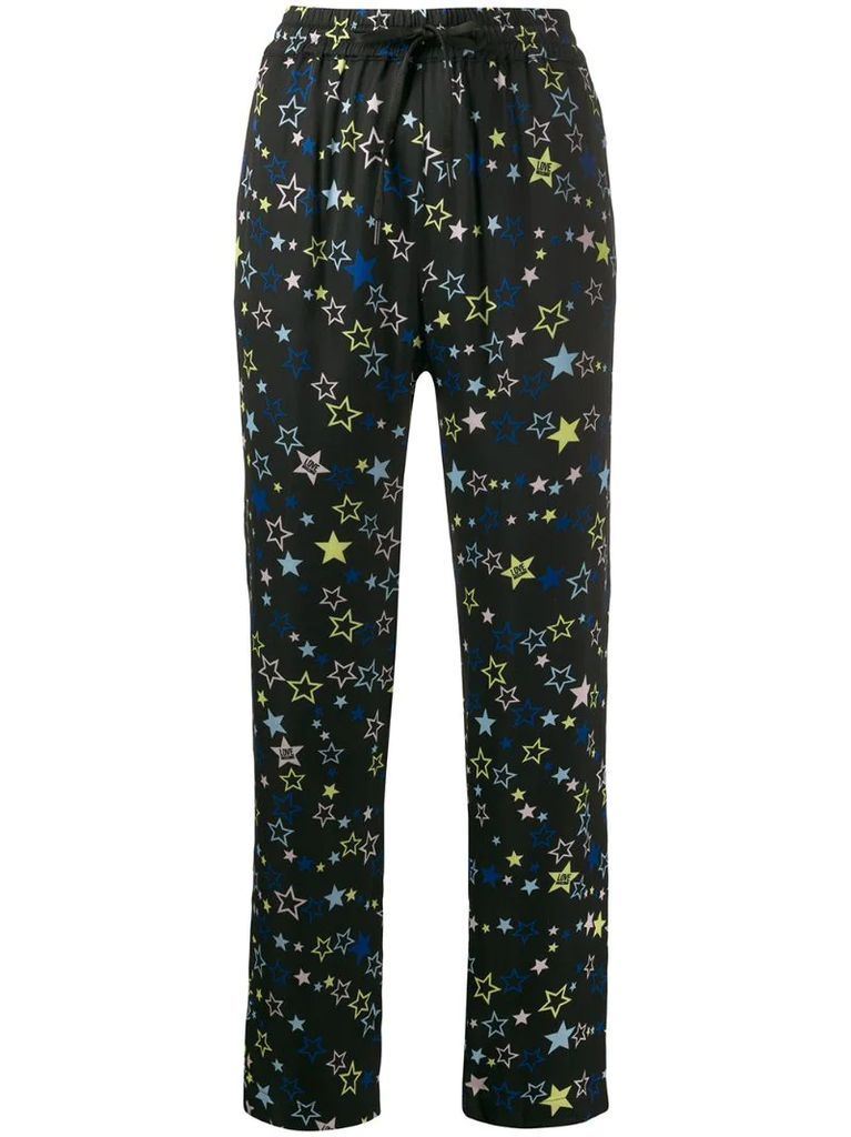 star print drawstring trousers