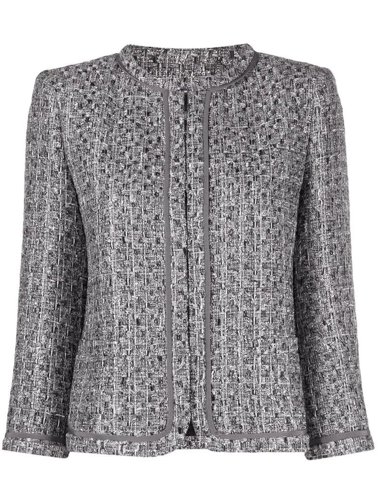 collarless tweed jacket